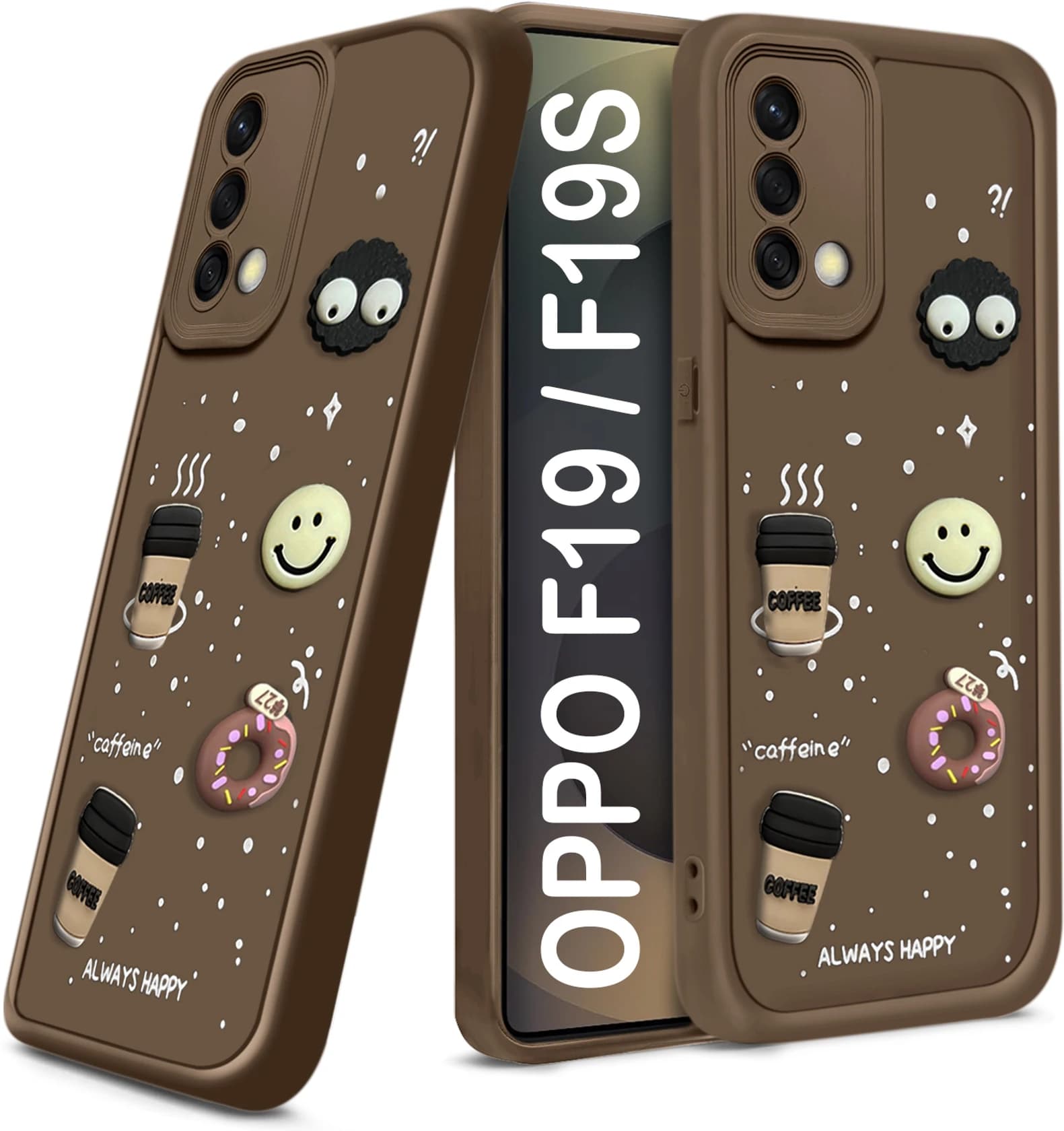 3D Cartoon Coffee Emoji Back Cover for OPPO F19