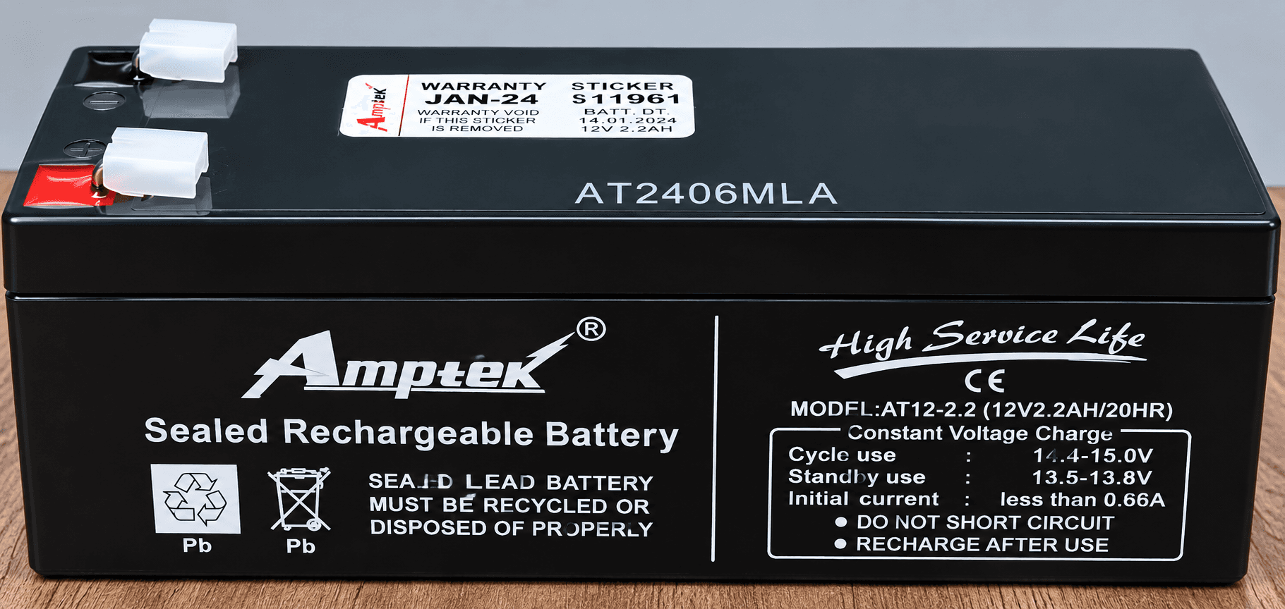 Amptek 12V, 3.3 Ah Sealed Rechargeable Battery