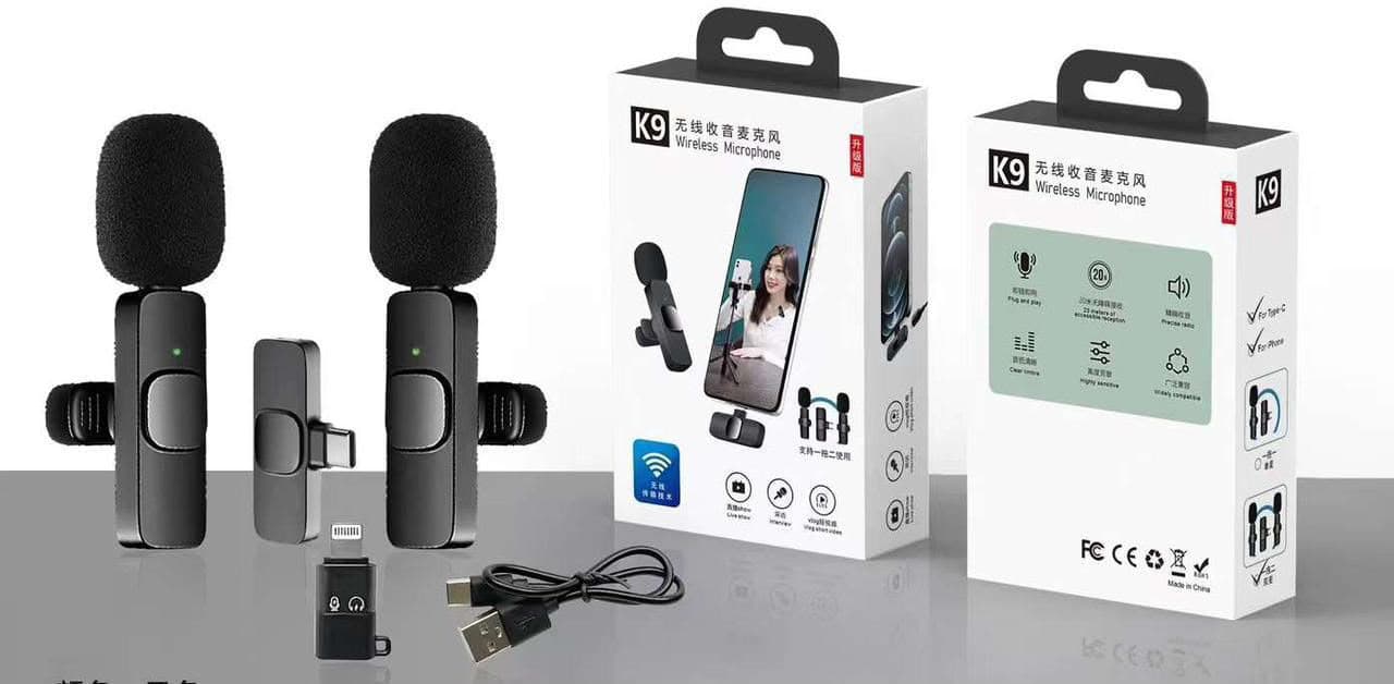 K9 Dual Wireless Lavalier Microphone (2 Mic Set)