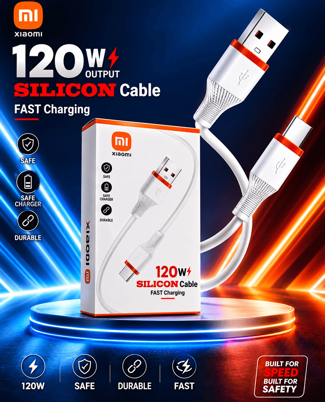 Xiaomi 120W Silicon V8 Fast Charging  Data Cable