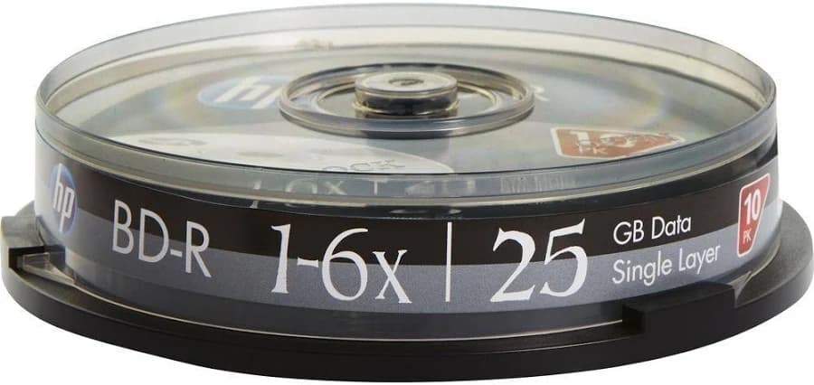 HP BD R 6X 25GB 6X 10Pack Cake Box