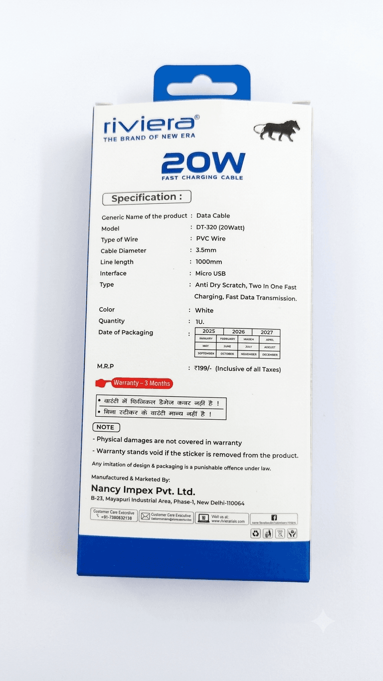 Riviera DT-320 20W Fast Charging Cable image 2