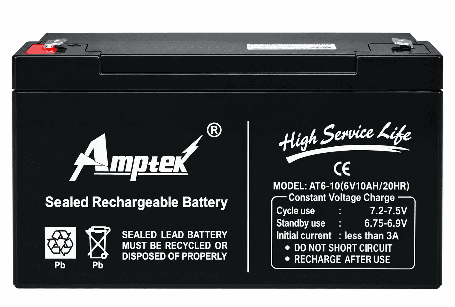 Amptek 6V 10Ah Sealed Rechargeable Battery