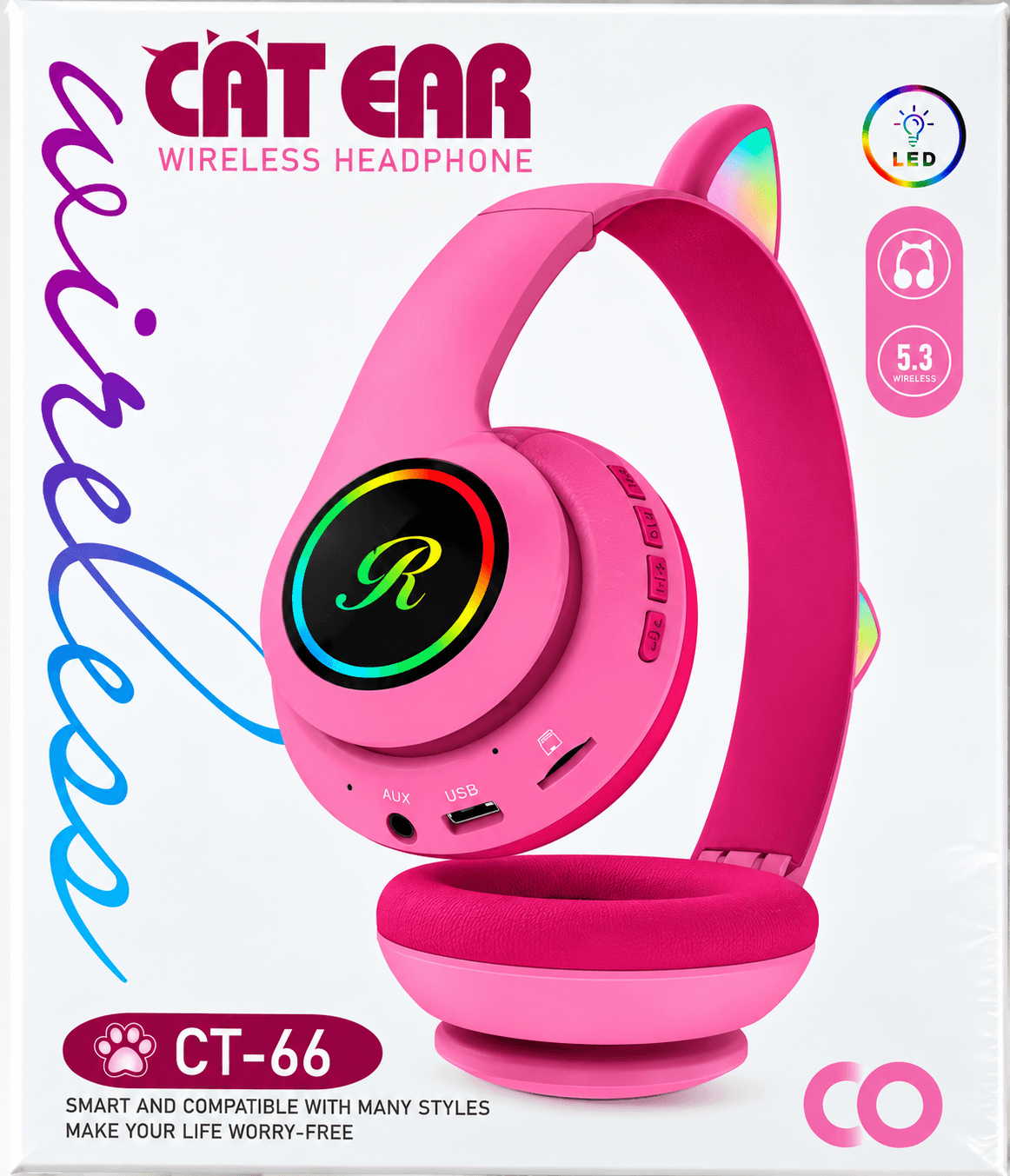 CT-66 LED Cat Ear Wireless Headphones