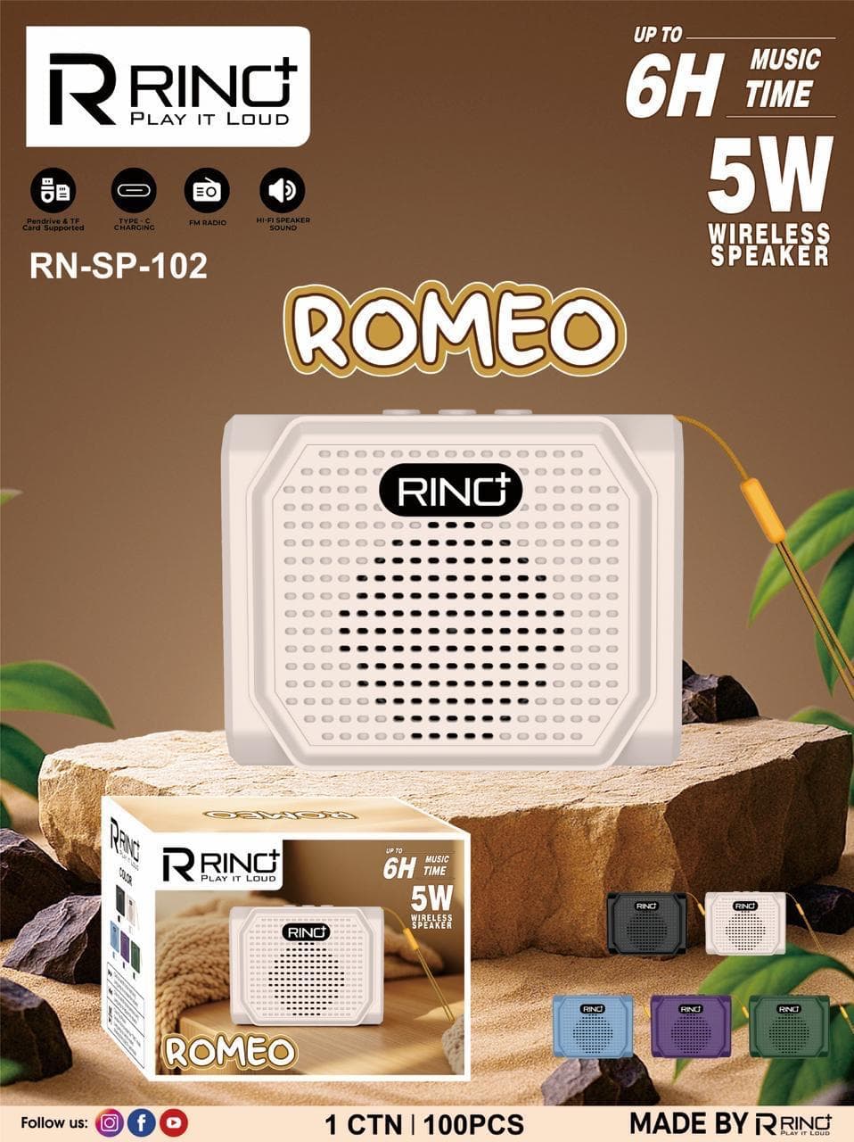 Rino Romeo RN-SP-102 Wireless Speaker