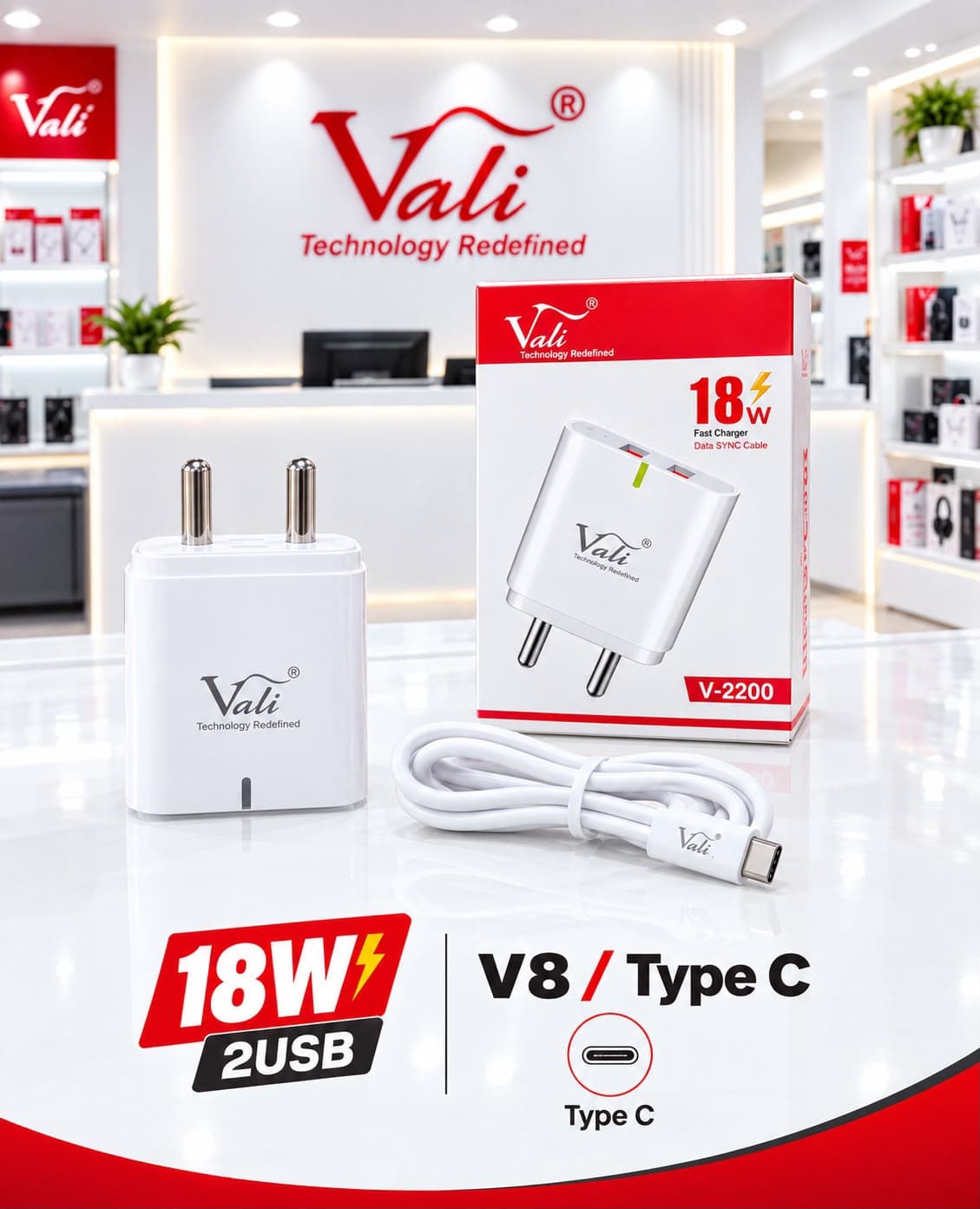 Me Vali V-2200 18W Fast Charger –Type-C