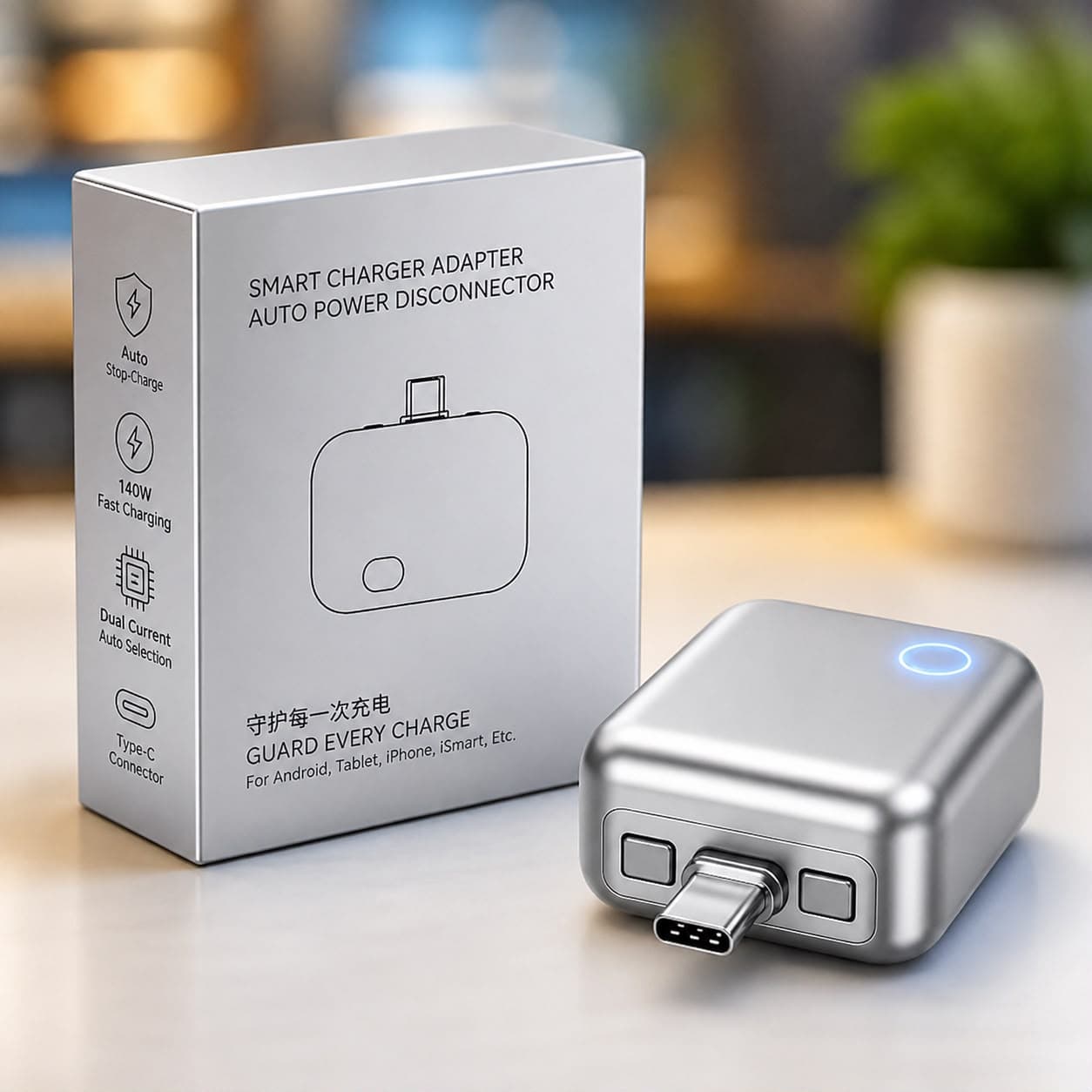 140W USB-C Smart Auto Disconnect Charging Adapter