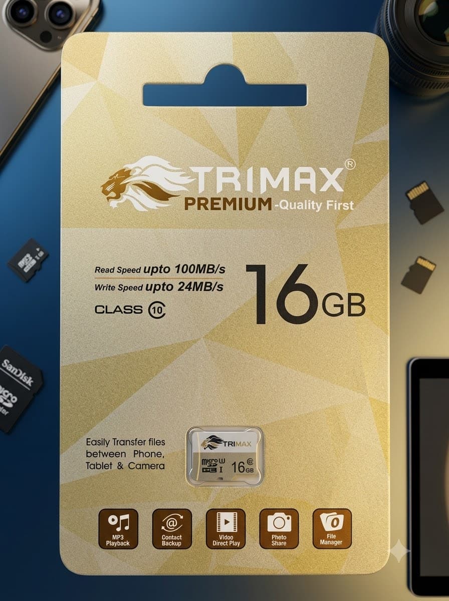 TRIMAX Premium 16GB Micro SD Memory Card