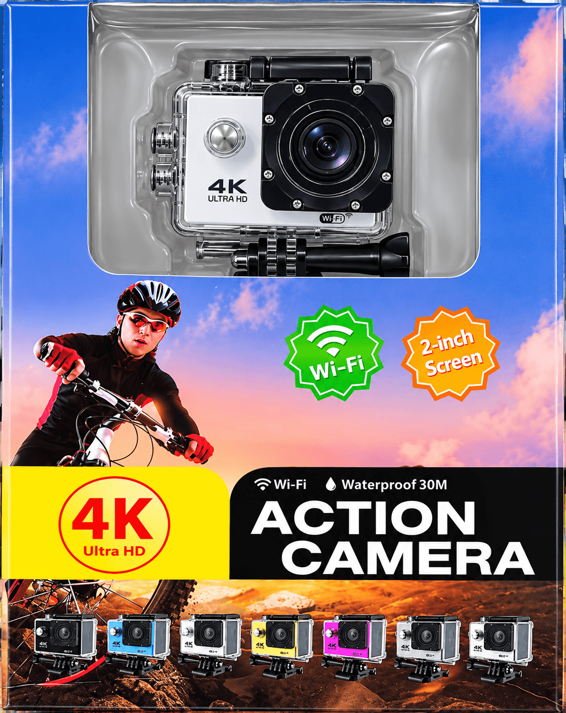4K Ultra HD Wi-Fi Action Camera (2-Inch Screen)