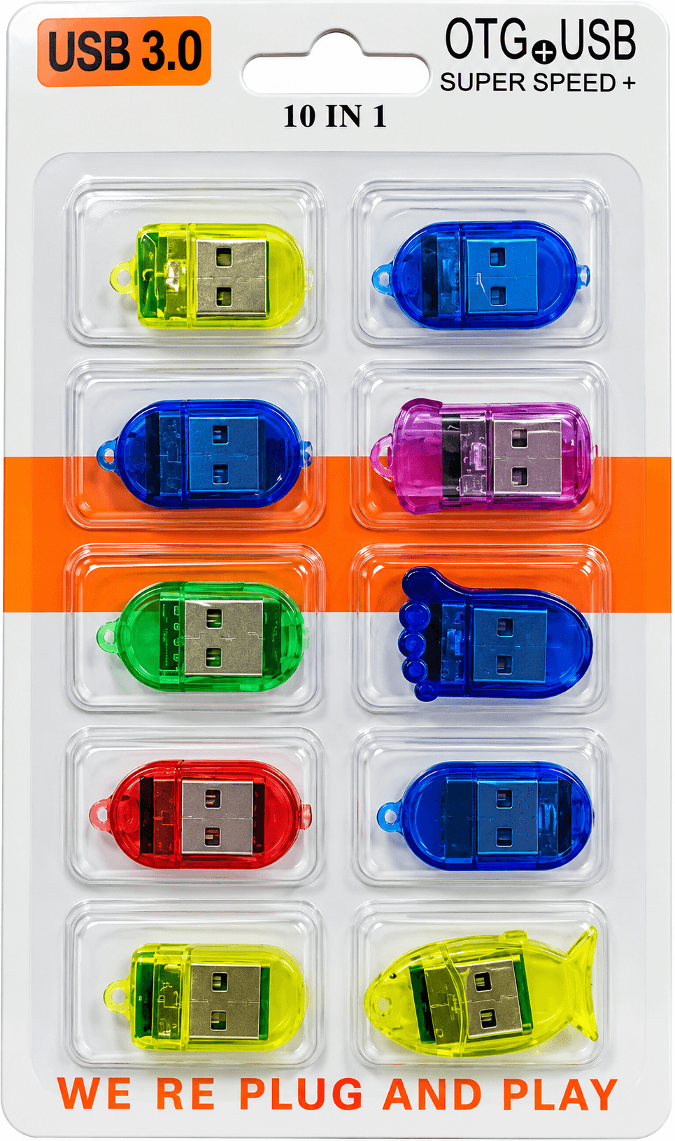 USB 3.0 OTG USB Adapter – 10-in-1 Assorted Colours