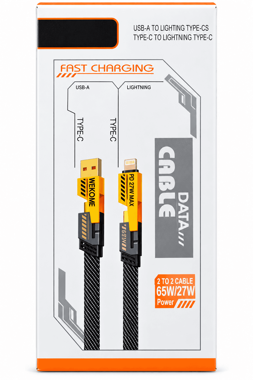 Type C Data Cable 2-in-1 Fast Charging Data Cable 65W/27W