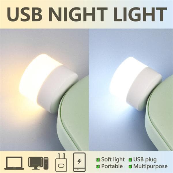Desk Light USB Portable LED Lamp Mini Night Light Small Round Lamp Computer Mobile Power Light