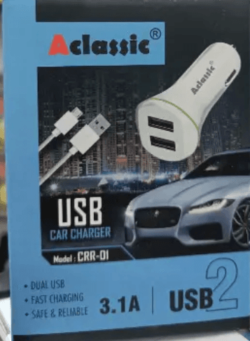 Car Usb Charger 3.1 Amp. 2 USB