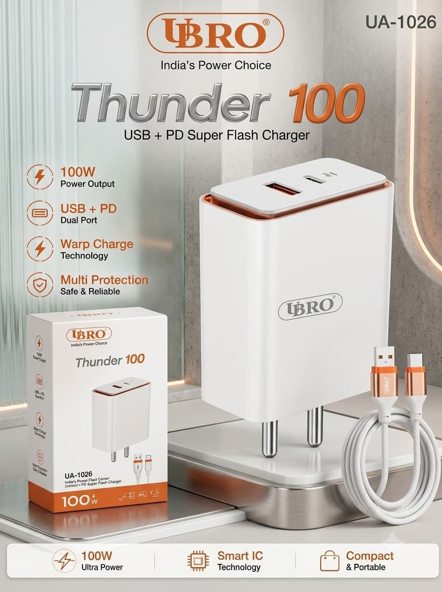 Ubro Thunder 100 USB + PD Super Flash Charger