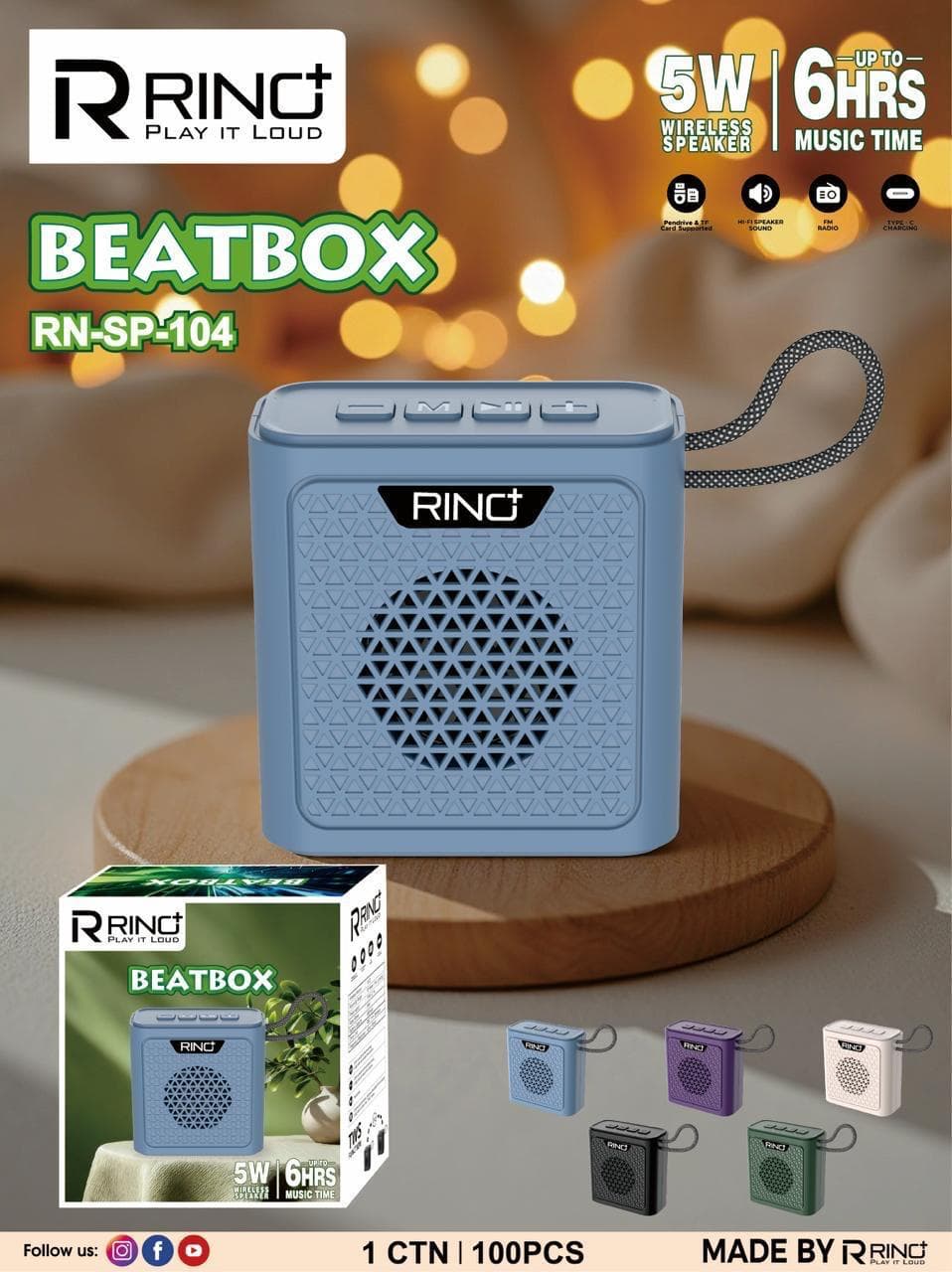 Rino Beatbox RN-SP-104 Wireless Speaker