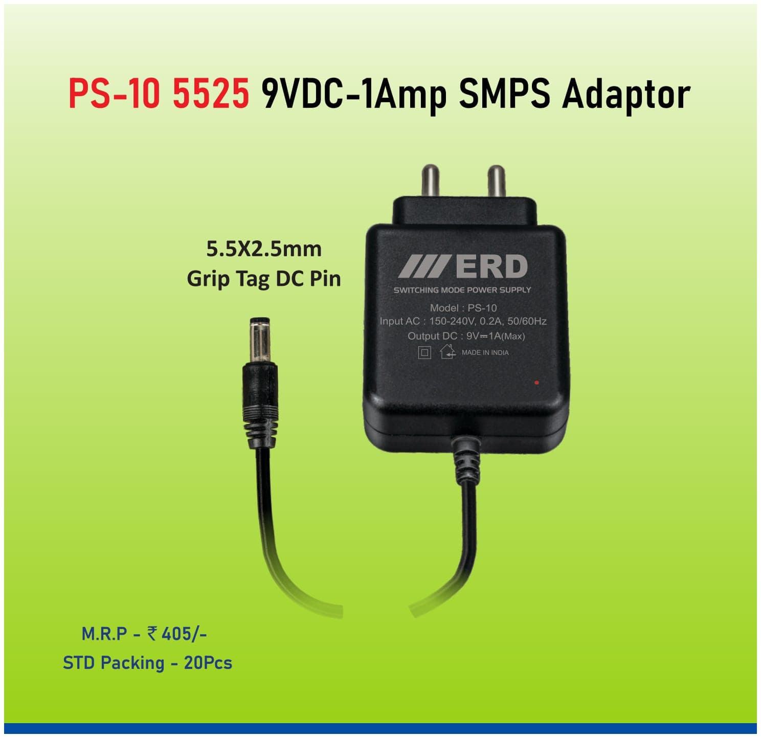 ERD PS-10 9V DC 1A SMPS Adaptor