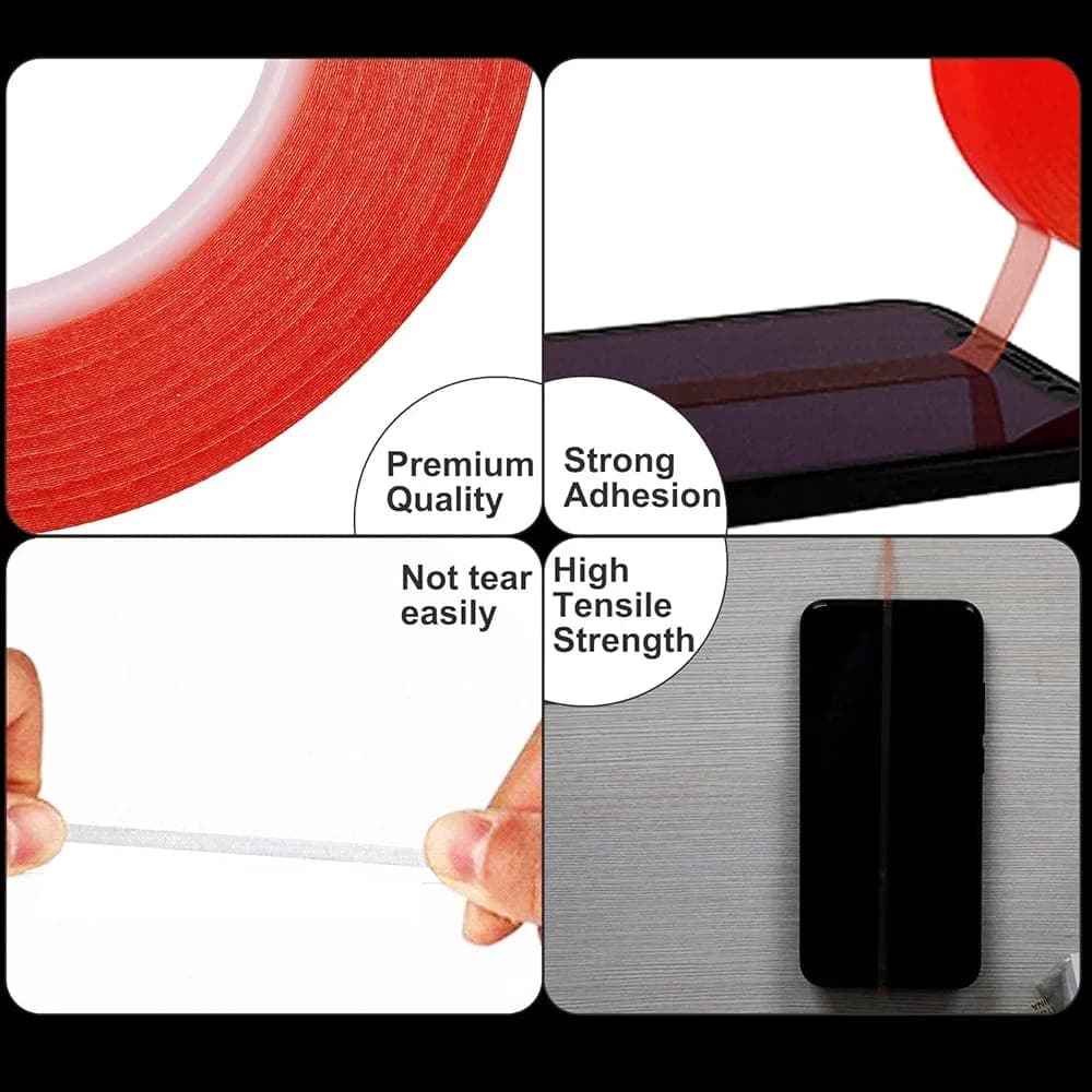 10mm Red Adhesive Double Sided Transparent Tape image 3