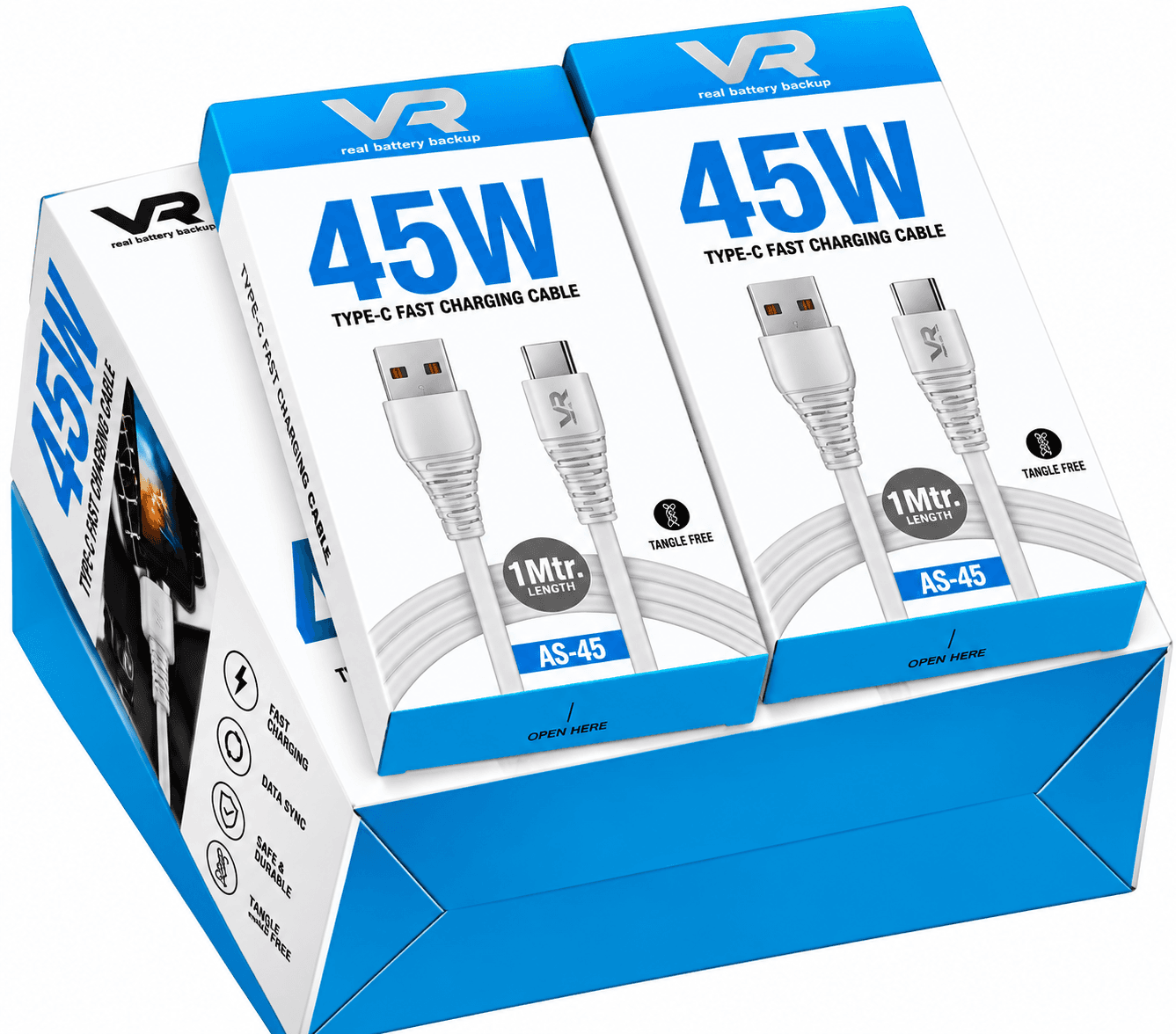 VR AS-45 45W Type-C Fast Charging Cable USB-A To USB-C