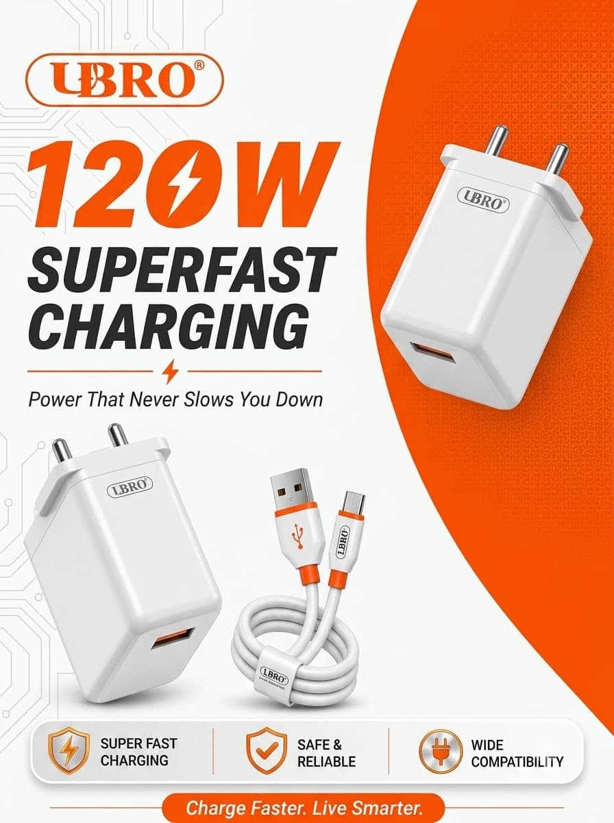 UBRO UA-104 120W Superfast Charging Adapter & Cable Kit
