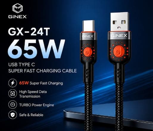 GINEX GX-24T 65W USB to Type-C Super Fast Charging cable image 5