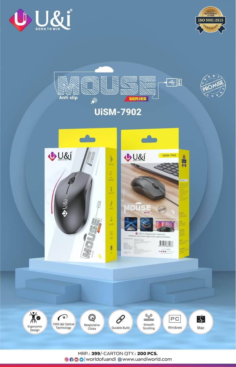 Bronz U&i Uism7902 Wired Mouse Wired Right Handed Laser Mouse