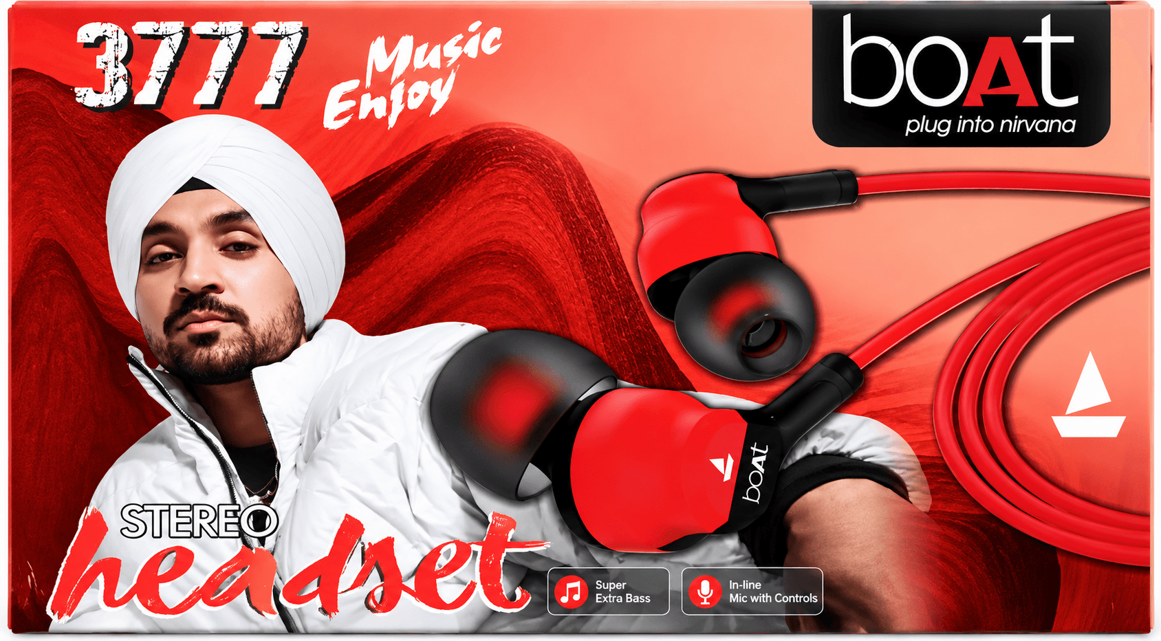 Boat 3777 Stereo Headset / Music Enjoy Earphones