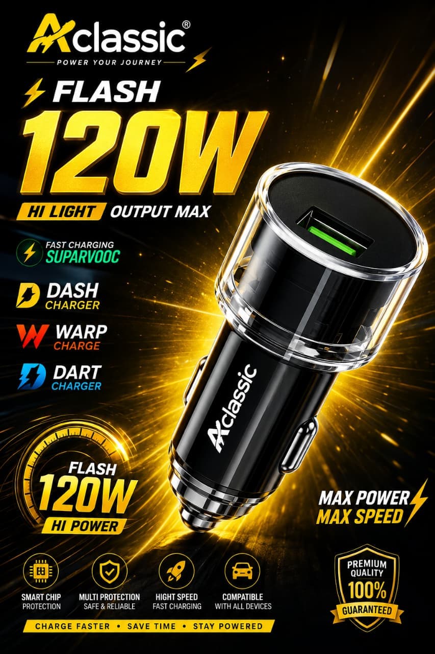 Aclassic Flash 120W Fast Charging Car Charger