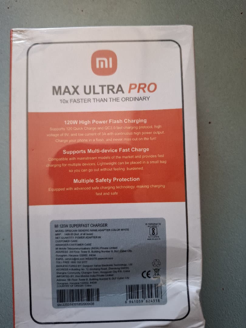 Mi 120w Quick Charge Max Ultra Pro