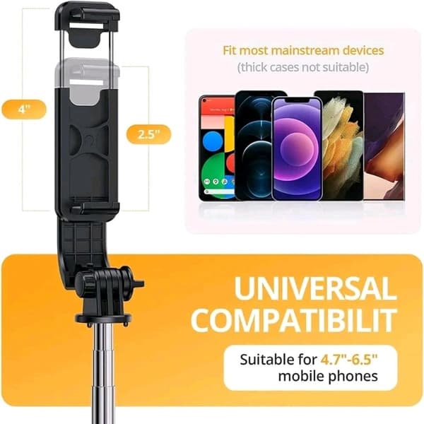 R1S-L Selfie Stick Tripod with LED Light & Bluetooth Remote
