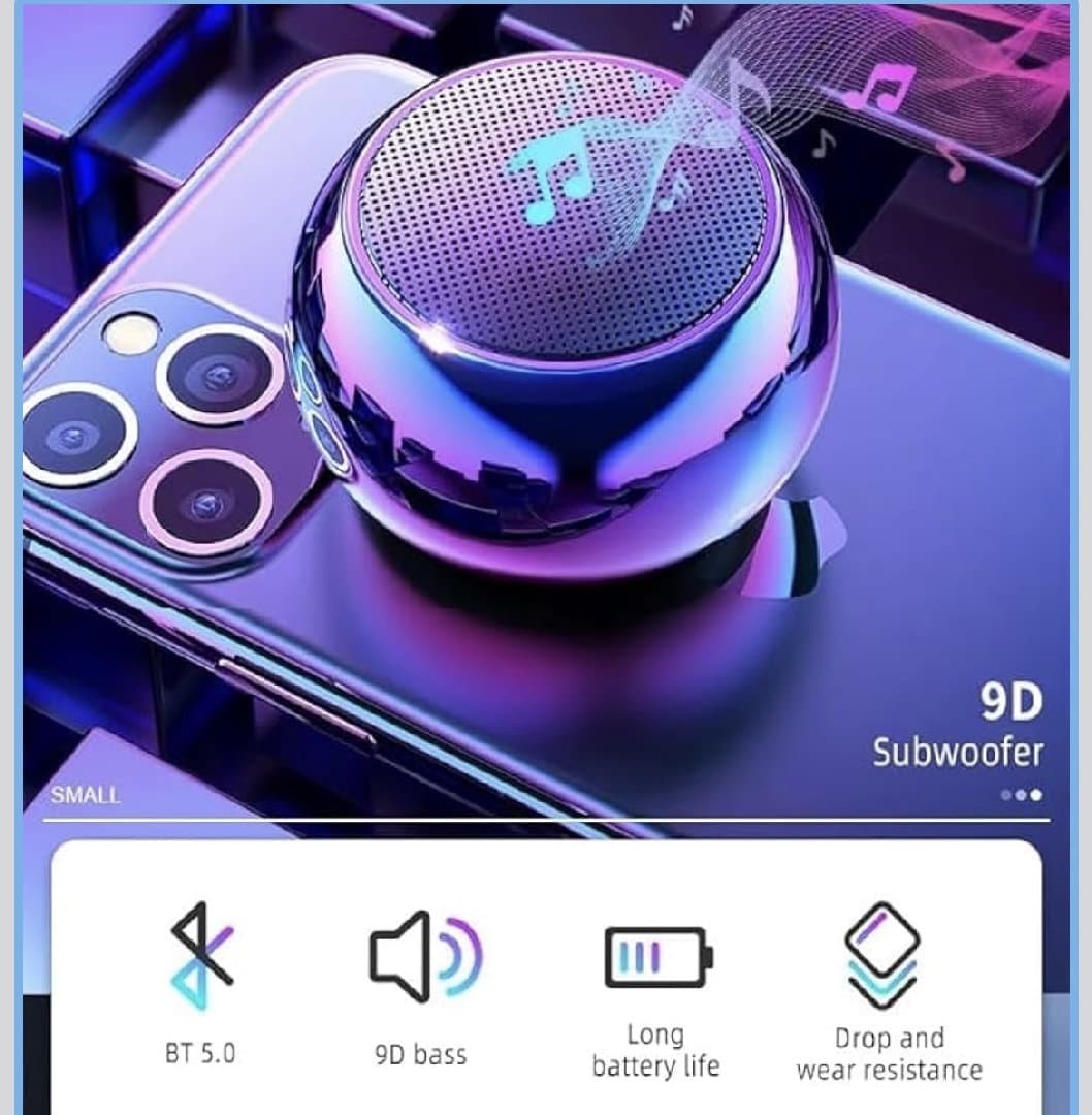 Ultra Mini Wireless Bluetooth Speaker with  Wireless  Long Lasting Battery & Quick Charge Pack of 1 image 4
