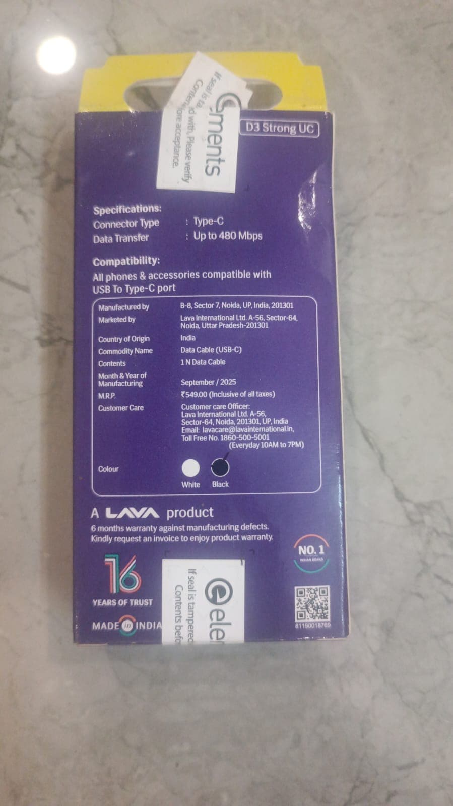 LAVA Elements D3 Strong UC USB Type-A To USB Type-C Cable image 2