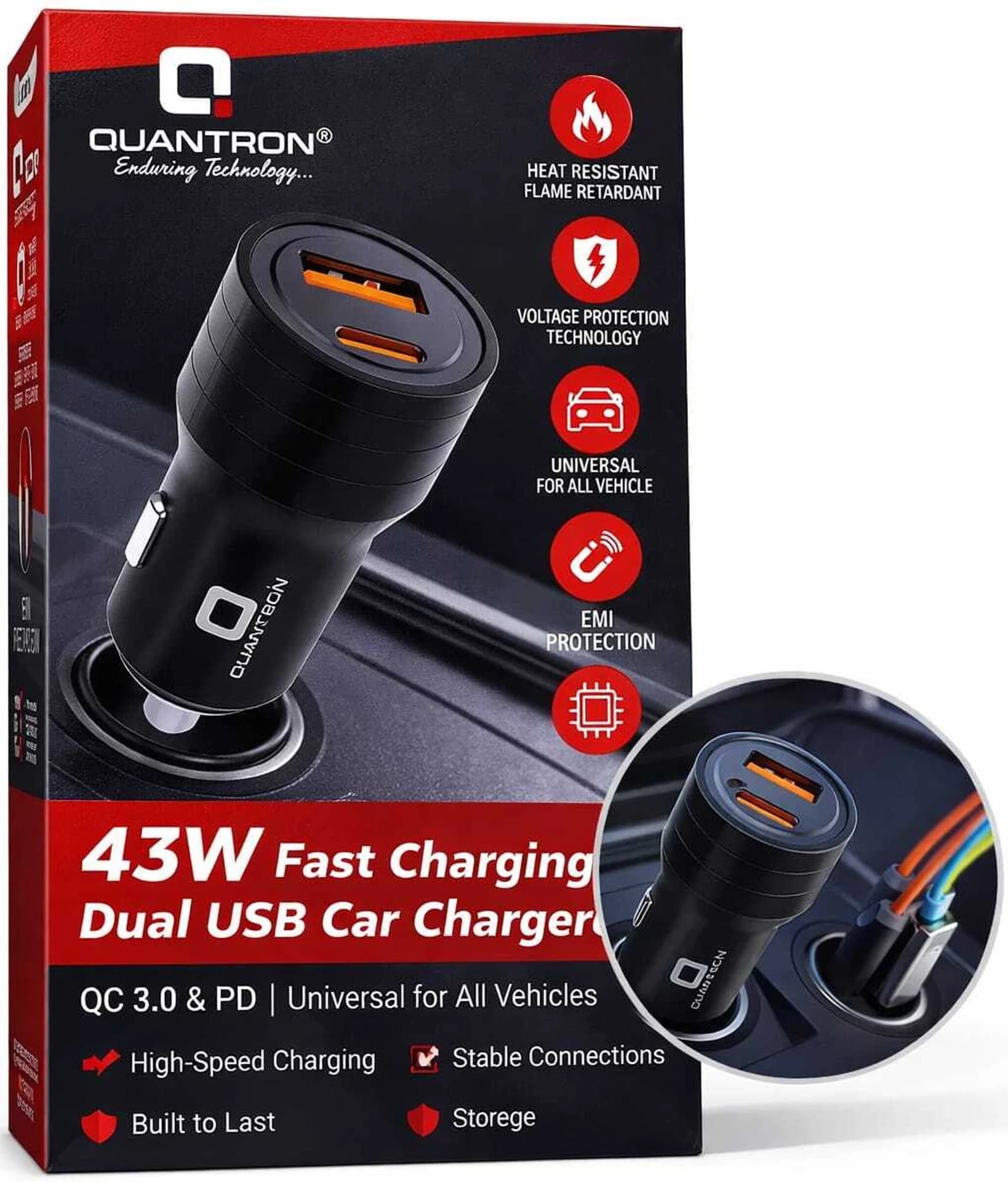 Quantron TORPEDO 43W QC PD car charger image 2