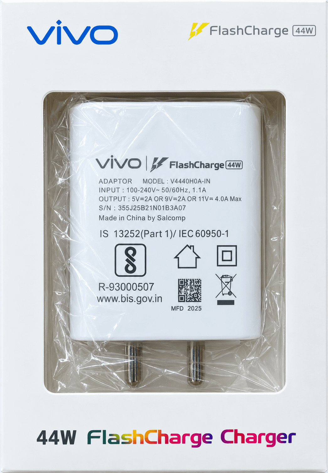 Vivo 44W FlashCharge Charger (USB Fast Charger Adapter)