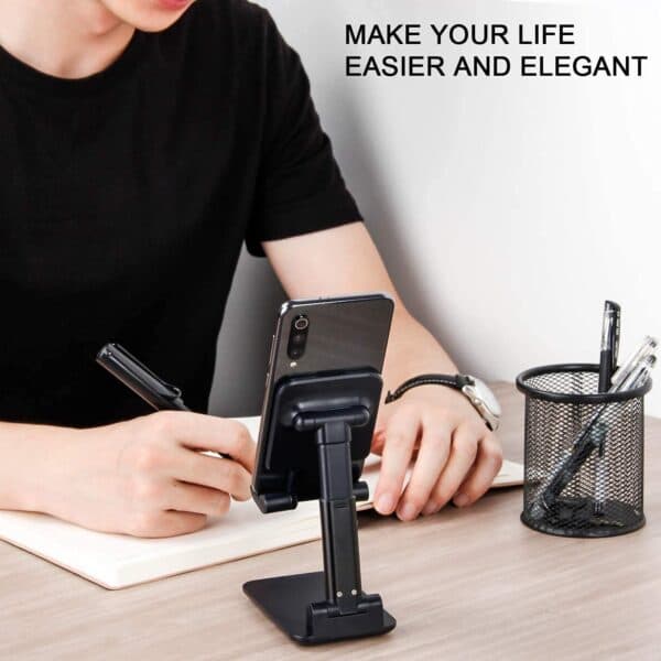 Premium Smart Foldable Mobile Stand for All Smartphones Tablet (Black) image 3