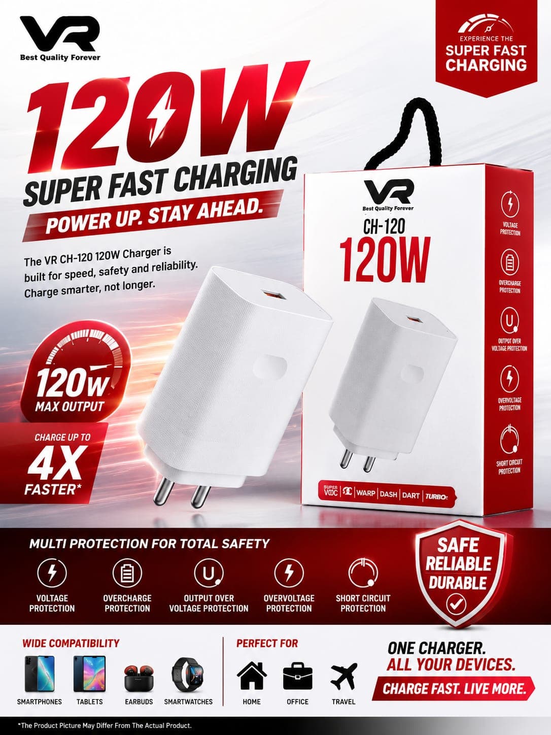 VR CH-120 120W Super Fast Charging Adapter image 3