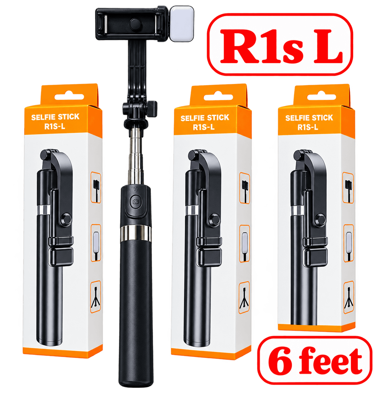 R1S-L Tripod Selfie Stick Bluetooth With LED Fill Light