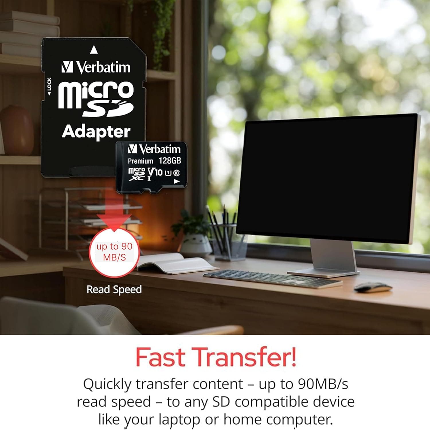 Verbatim 44085 microSDXC UHS I Memory Card 128GB with Adapter image 2
