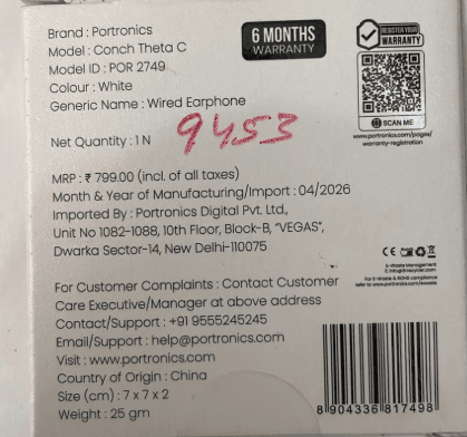 Portronics Conch Theta C In-Ear Type-C Wired Earphones image 1