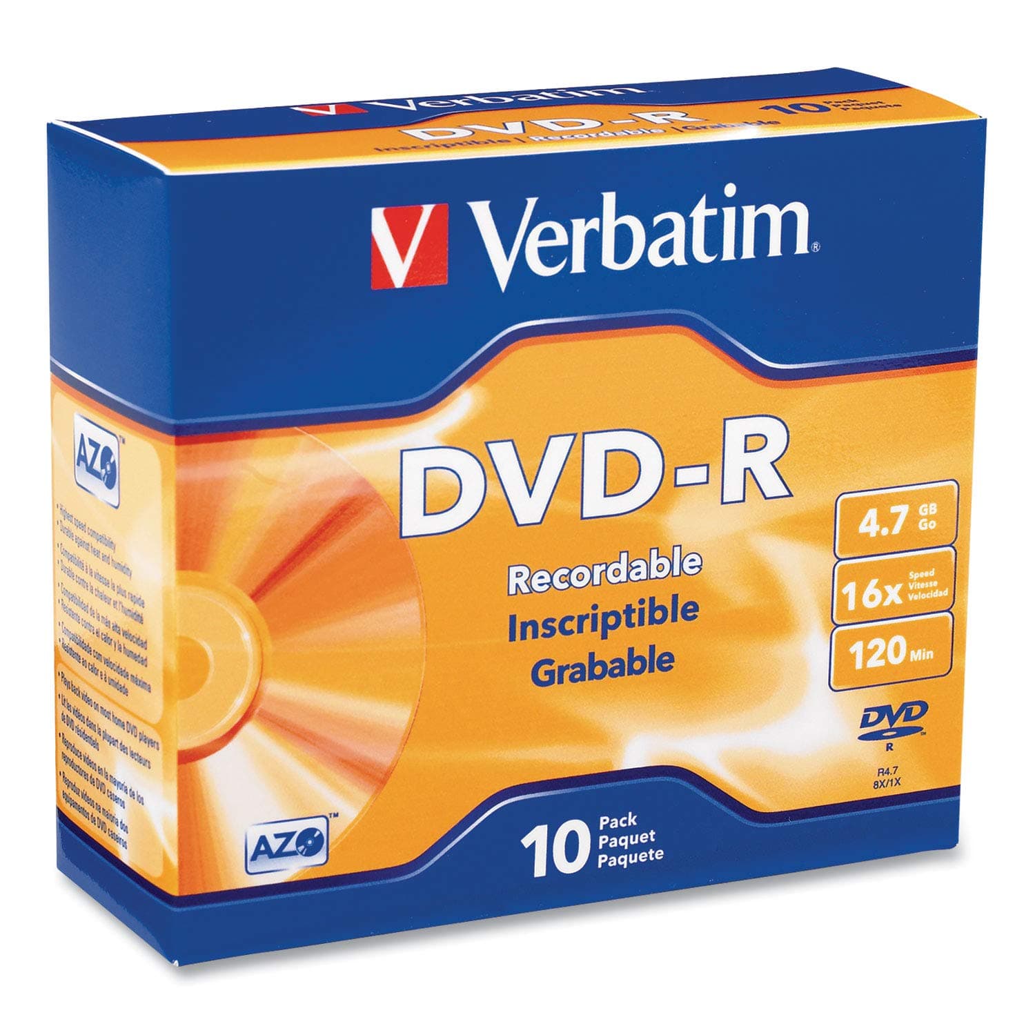 Verbatim DVD R 4.7GB 16X 10Pack Slim Case image 1