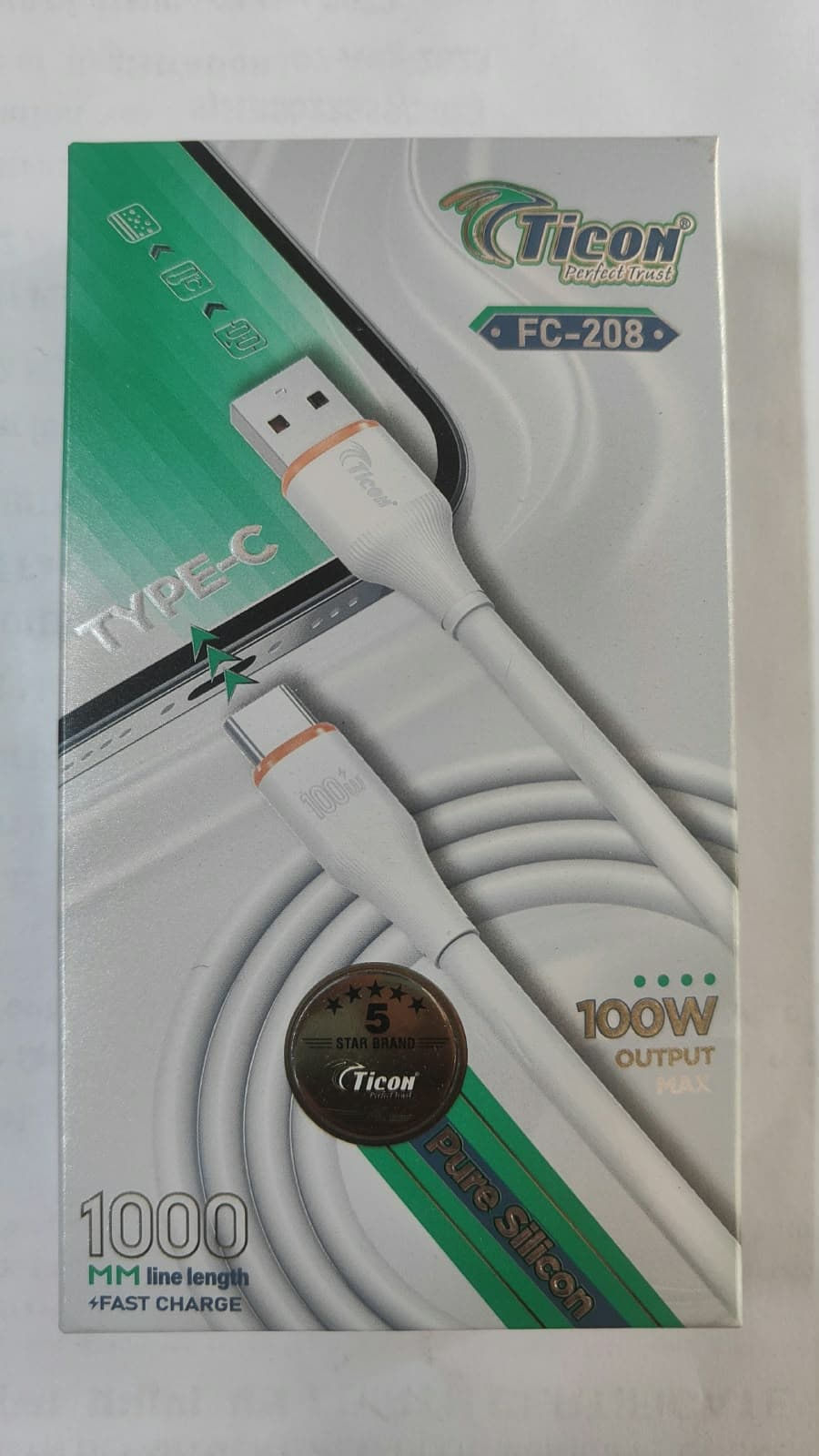 Ticon FC-208 100W Type-C Fast Charging Data Cable image 2