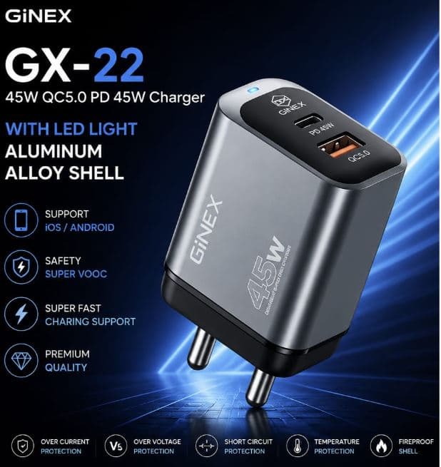 GiNEX GX-21 45W Type-C To Type-C Fast Charger. image 2